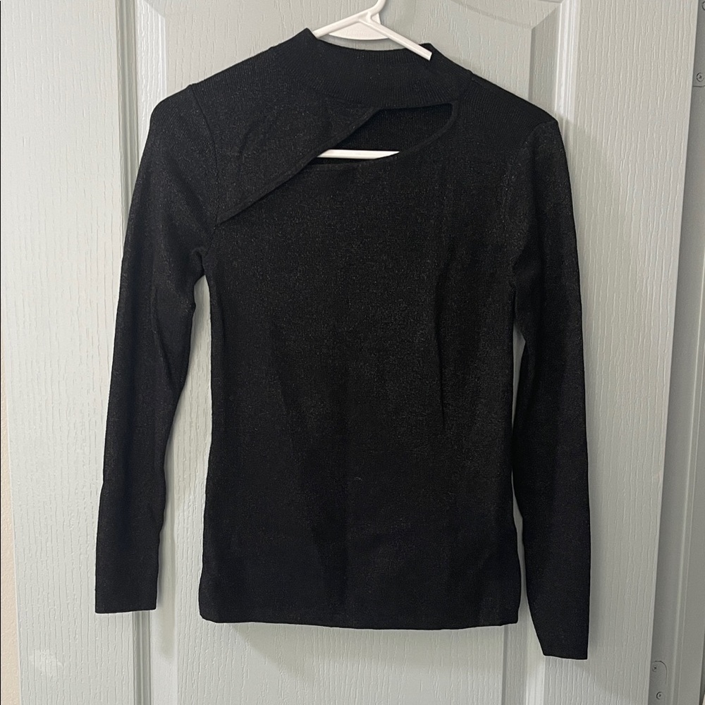 Vince Camuto Black Textured Knit Sweater